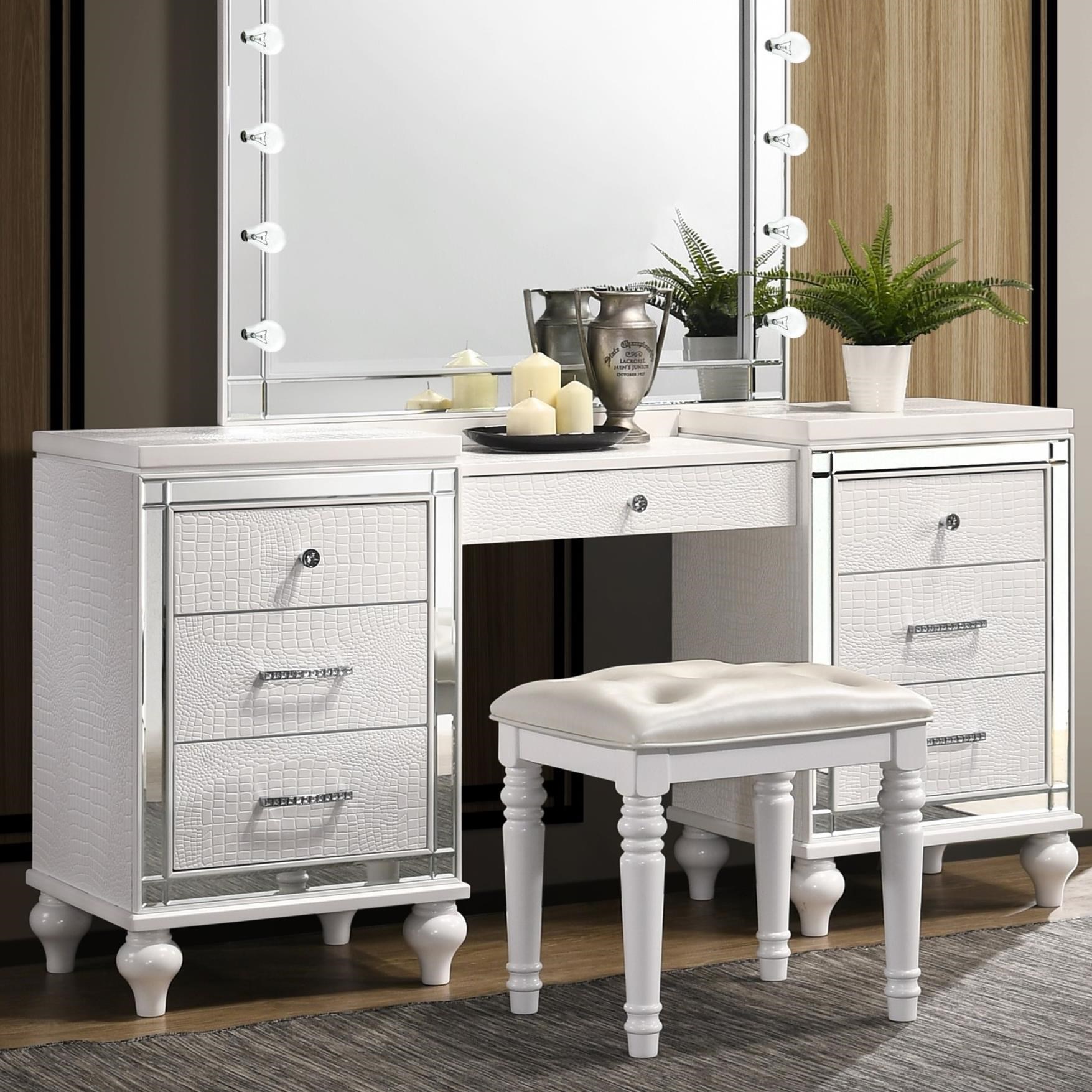 Vanity Desk With Folding Mirror Beauty & Health